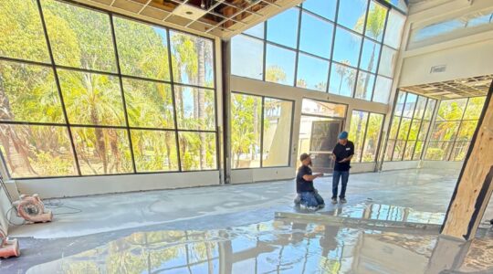 Renovation work underway in a large event space at The Goldfinch Hotel in San Diego.
