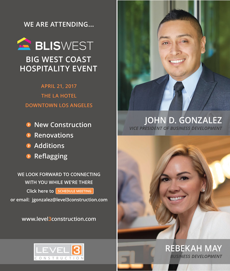 Level 3 Will Be Attending Bisnow's "Big West Coast Hospitality Event - BLIS WEST"