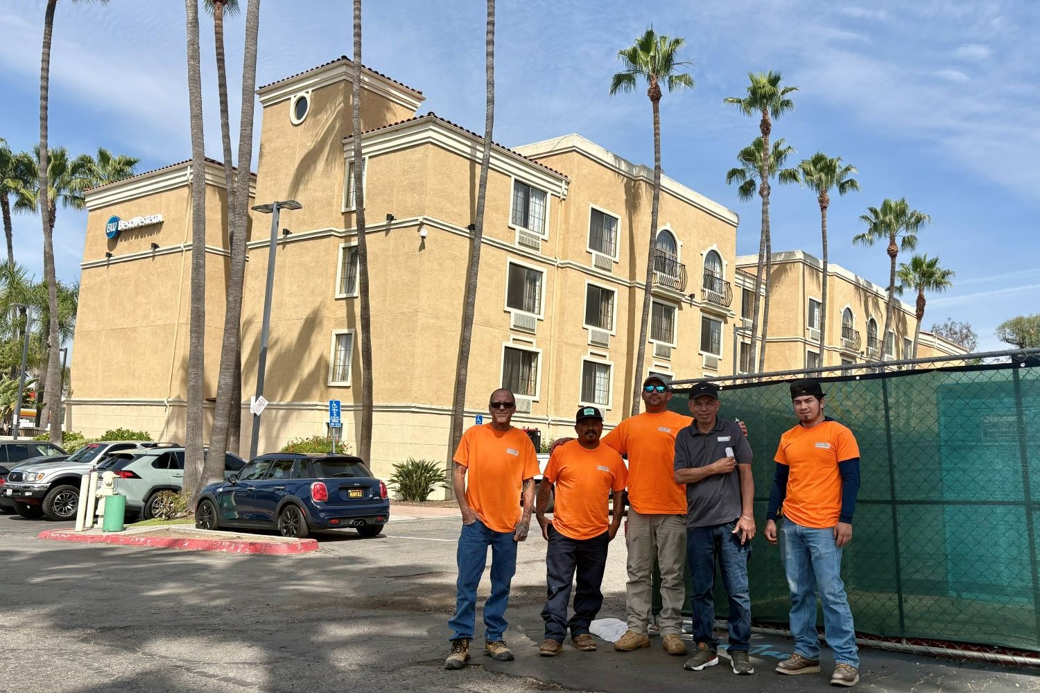 Level 3 Construction crew members are on site at the Best Western Escondido Hotel ahead of the renovation project kickoff.